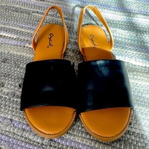 Black and tan sandals